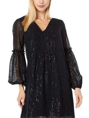 Lilly Pulitzer cleme silk blend black midi dress V-Neck